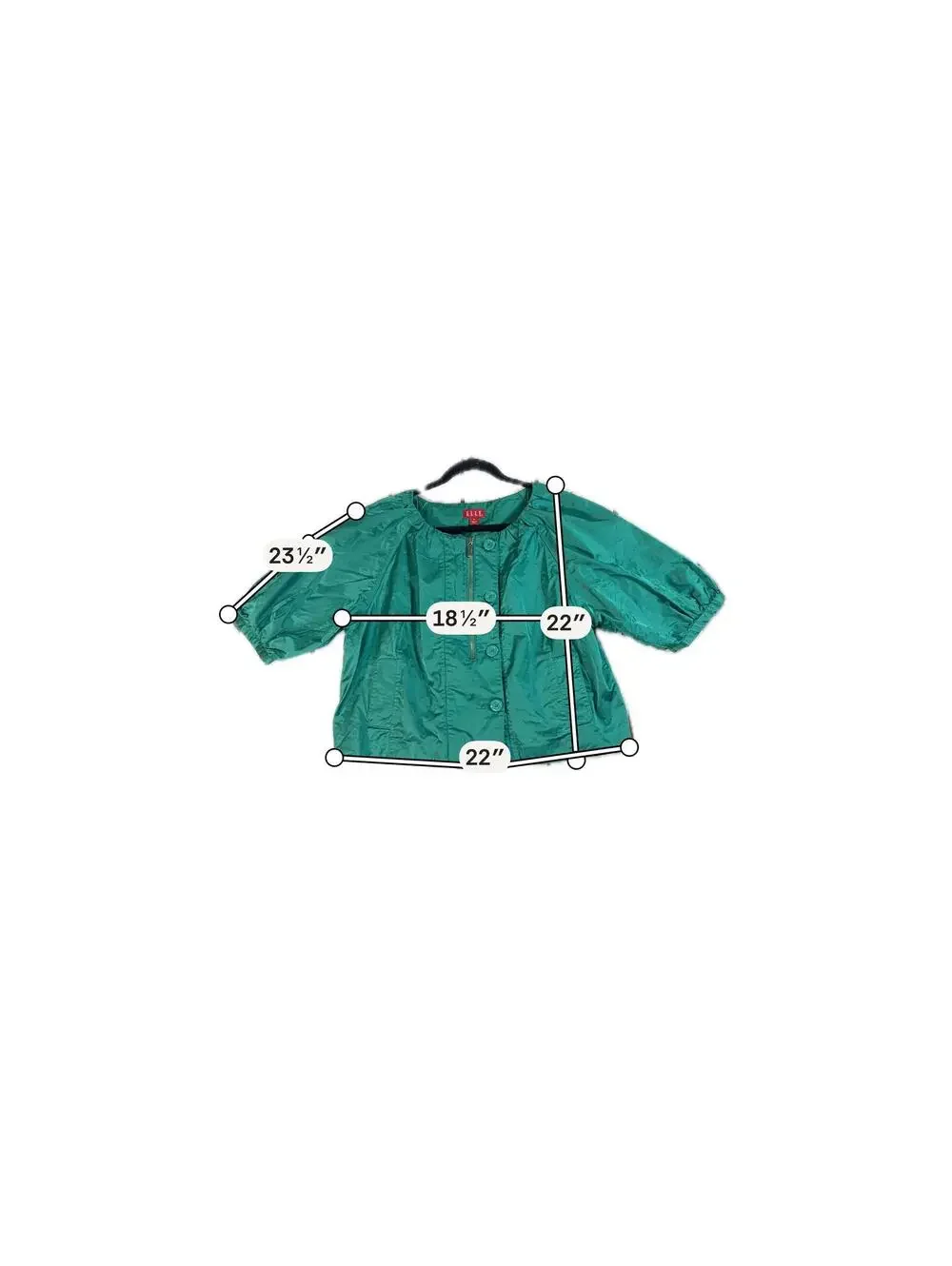 Y2K Elle Teal Cropped Swing Jacket Metallic Sheen Retro Chic - Picture 5 of 6